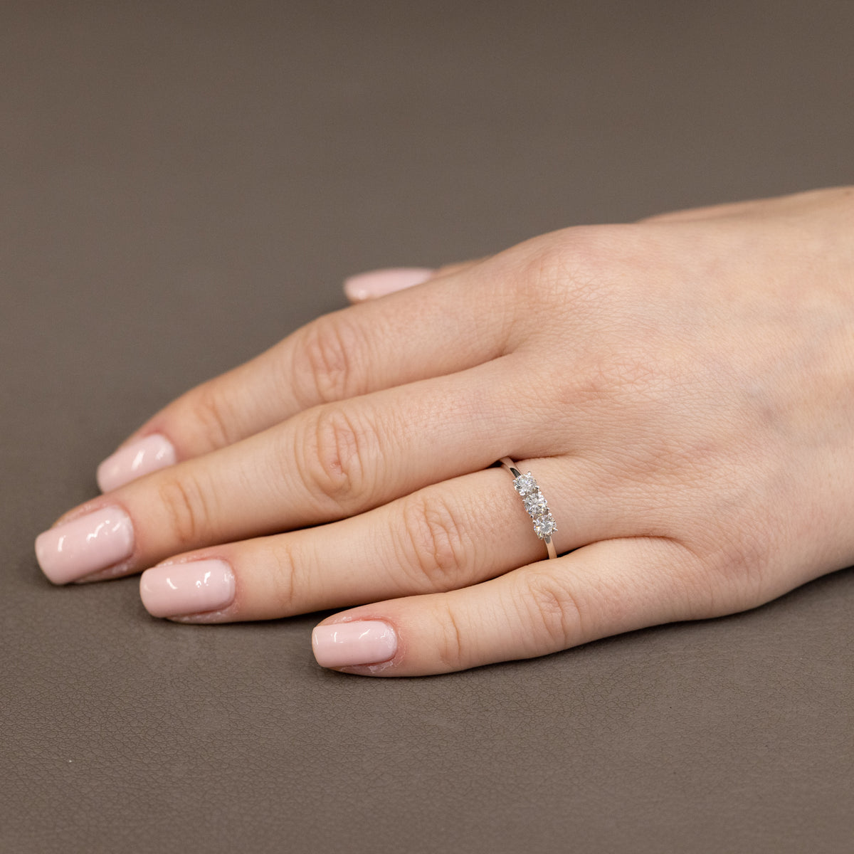 18K White Gold Trilogy Ring With Diamonds