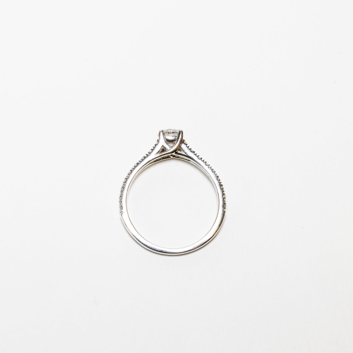 Grace Solitaire Ring With Split Setting In 18kt White Gold And Diamonds