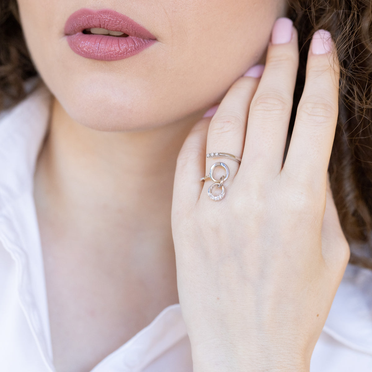 You&Me Ring in 18kt White Gold with Diamonds