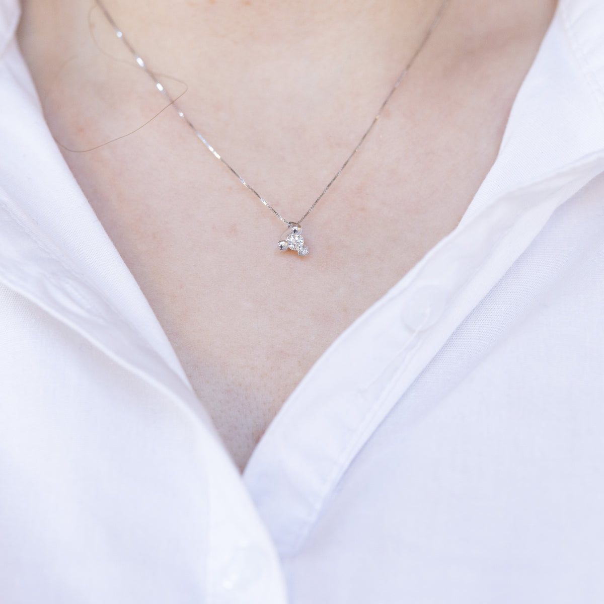 Collana Doppio Punto Luce in Oro Bianco 18 kt