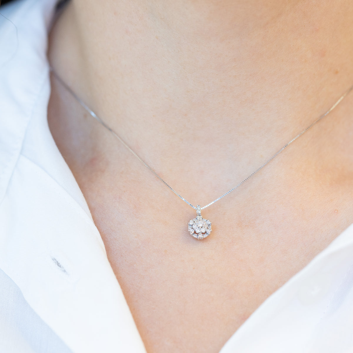 Collana My Little Pavè in Oro Bianco 18 kt e Diamanti