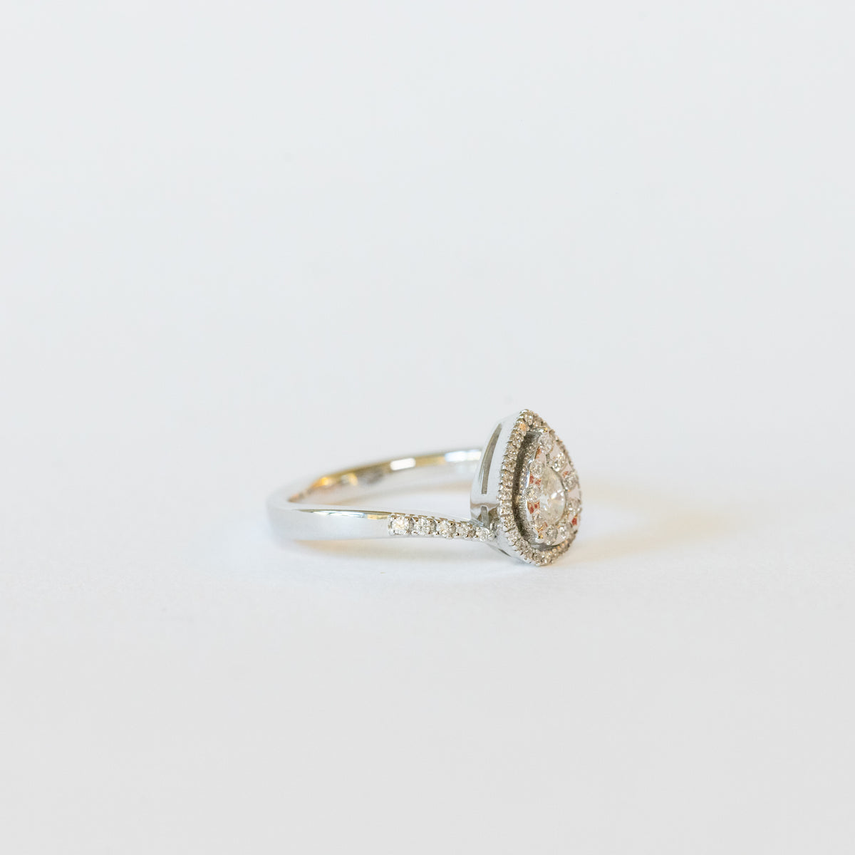 18kt White Gold Sea Drop Ring with Diamonds
