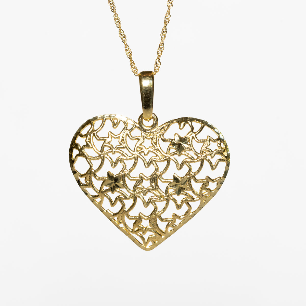 18kt Yellow Gold Necklace with "Heart of Stars" Design
