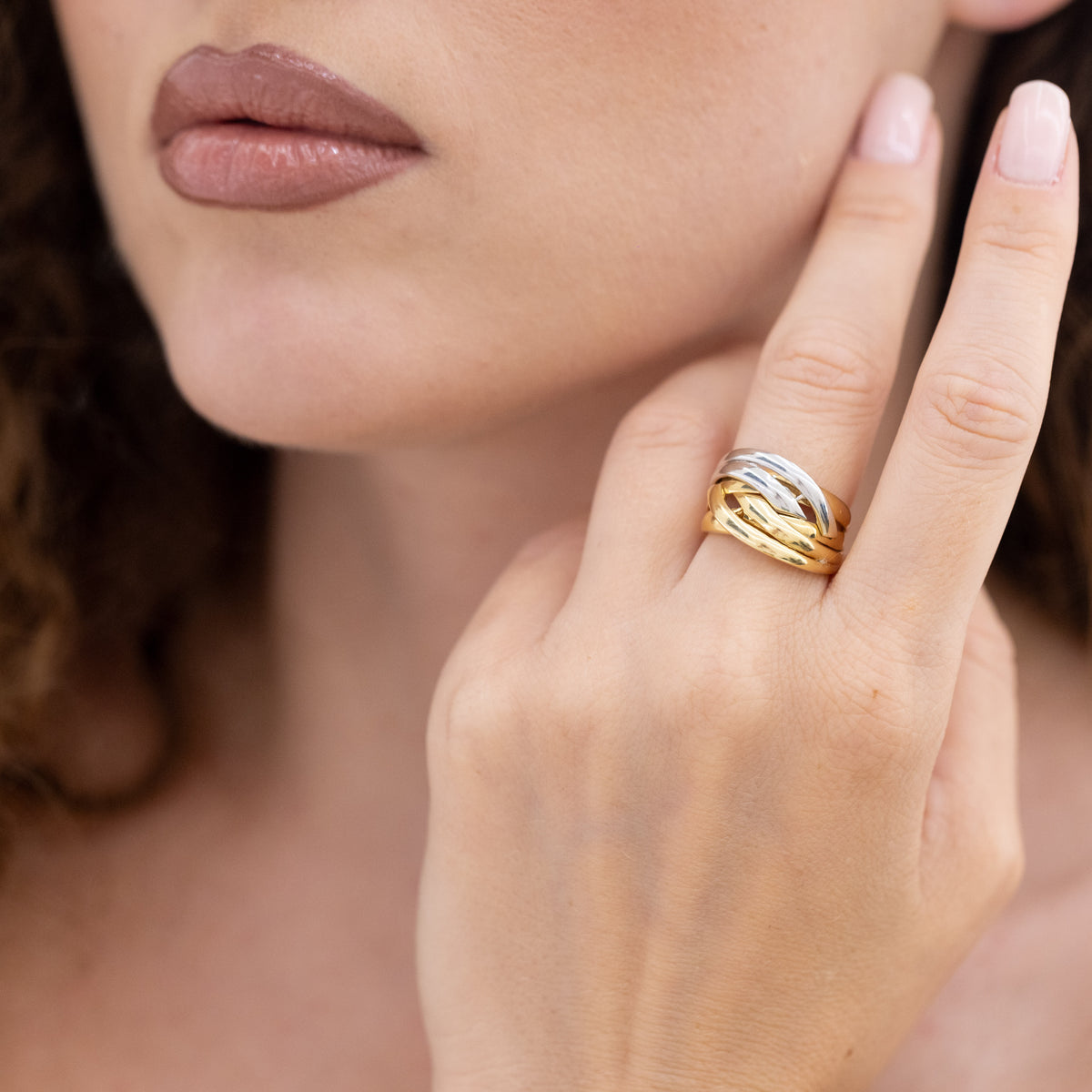 Knott Ring In 18Kt White And Yellow Gold