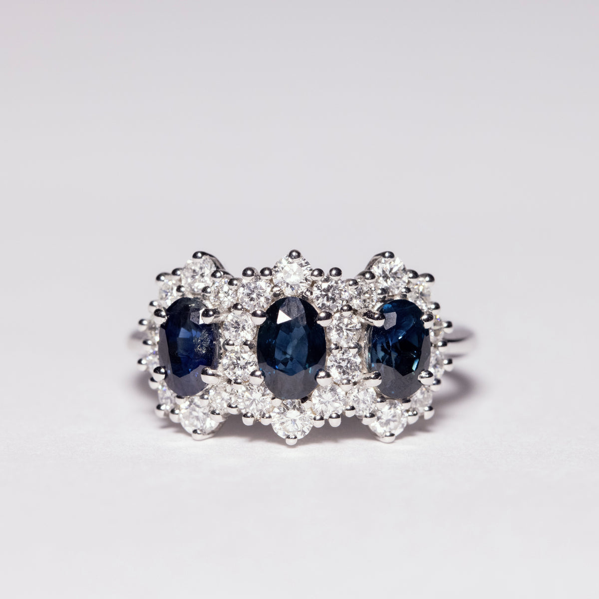 Sapphire and Diamond Trilogy Ring