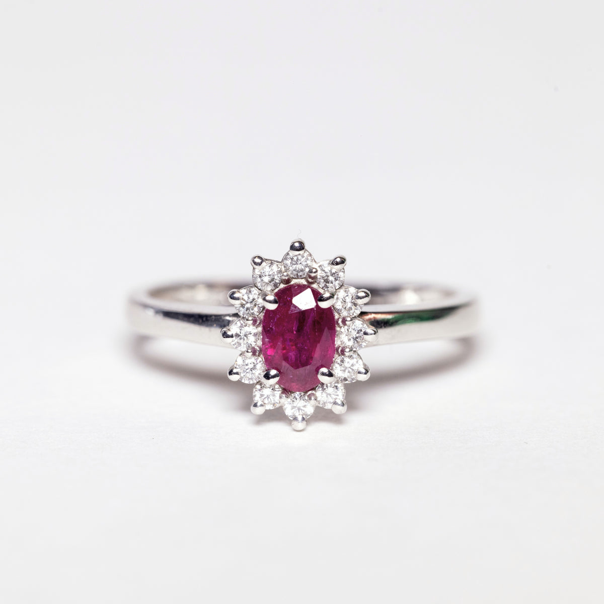 18KT White Gold Ring with 0.67 Carat Ruby and Diamonds
