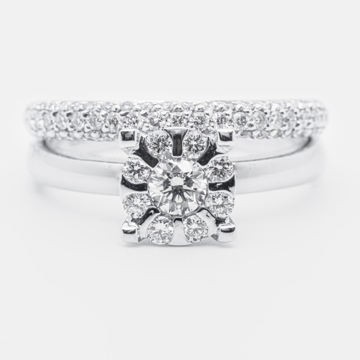 Anello Magic con Pavè di Diamanti 1.10ct in oro bianco 18 kt