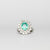 Anello in Oro Bianco 18KT con Smeraldo centrale forma Ovale e doppio contorno in Diamanti