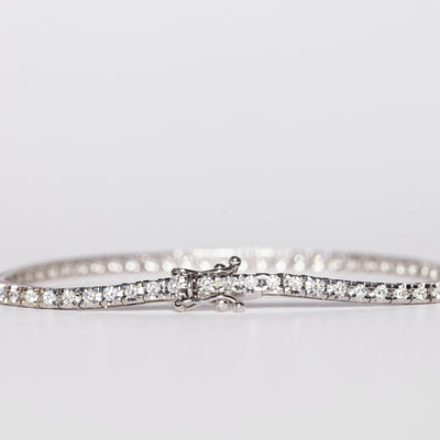 Bracciale Tennis On Oro Bianco 18 Kt E Diamanti