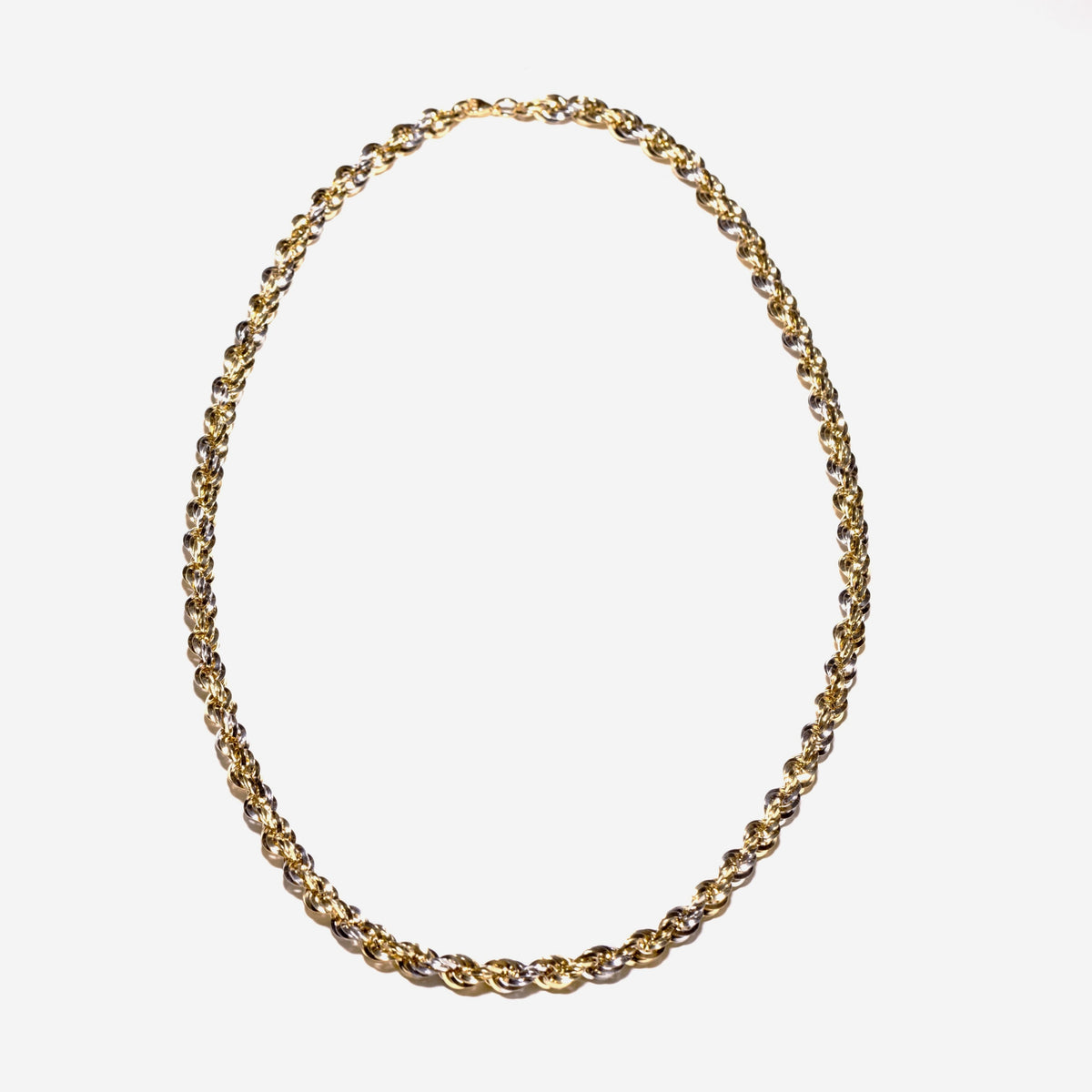18 KT White - Yellow Gold Collier Necklace Groumette Fantasy 