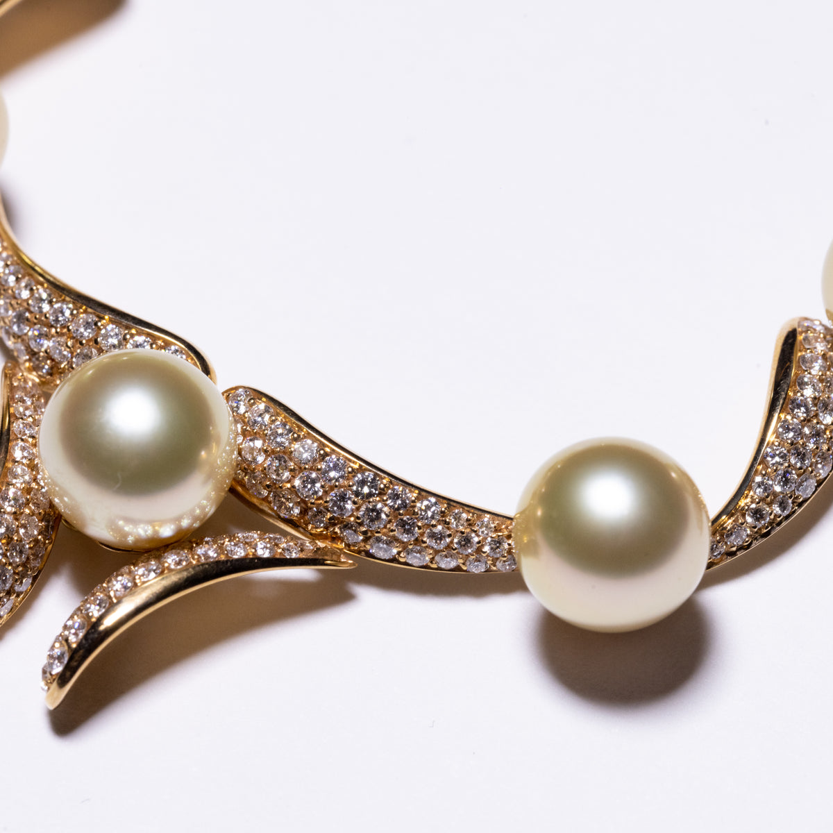 Collana Collier in Oro Rosa 18KT con diamanti taglio brillante e Perle Gold Australia