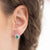 18K White Gold Earrings With Emerald And Double Row Of Diamonds