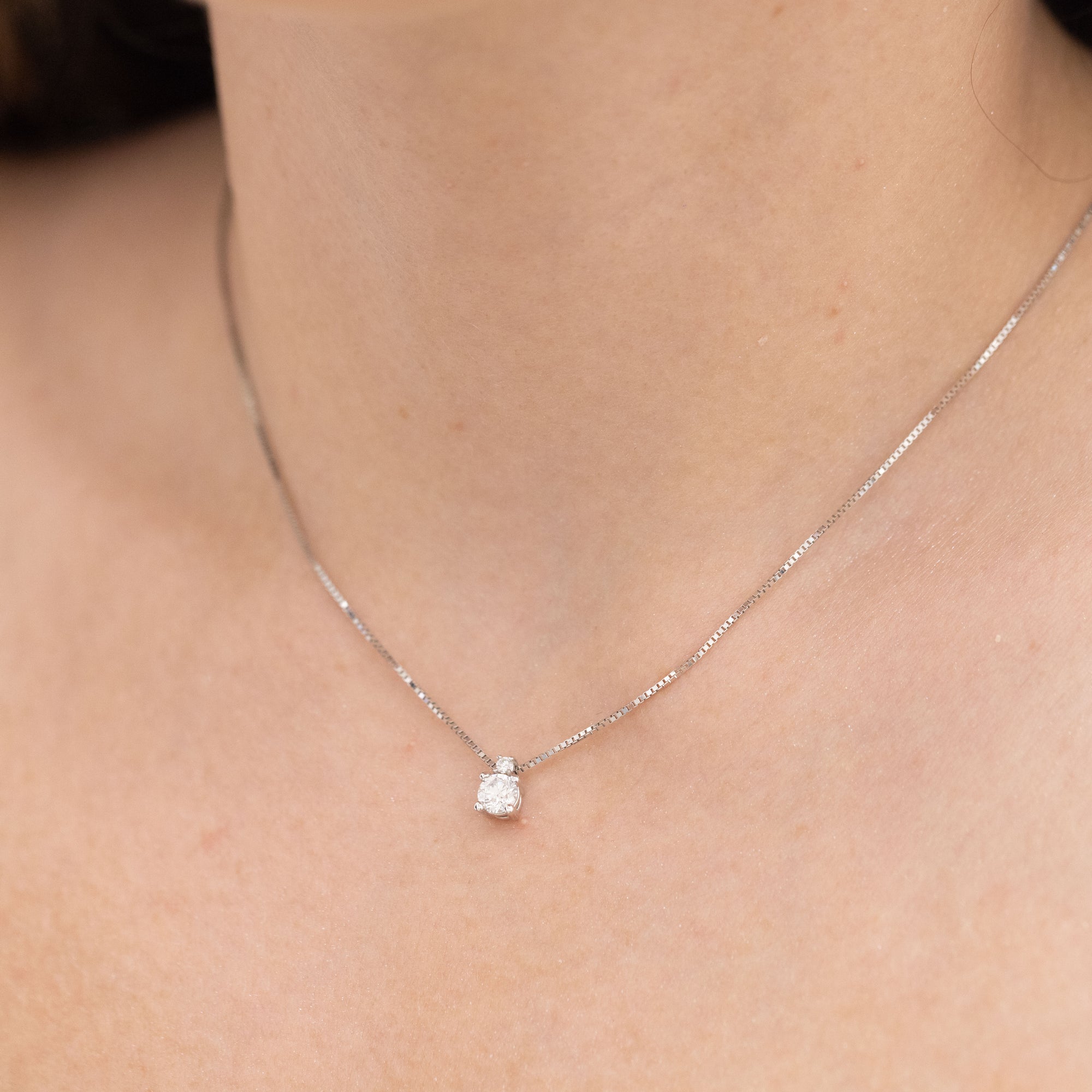 Collana Punto Luce Duo In Oro Bianco 18 KT E Diamanti Zahir Gioielli