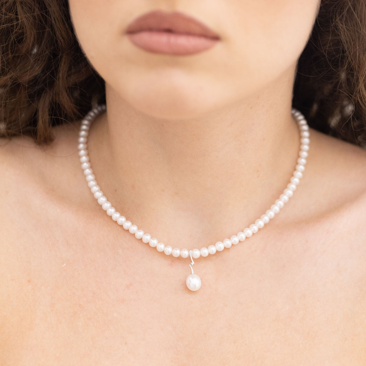 Collana Di Perle Fresh Water Con Pendente