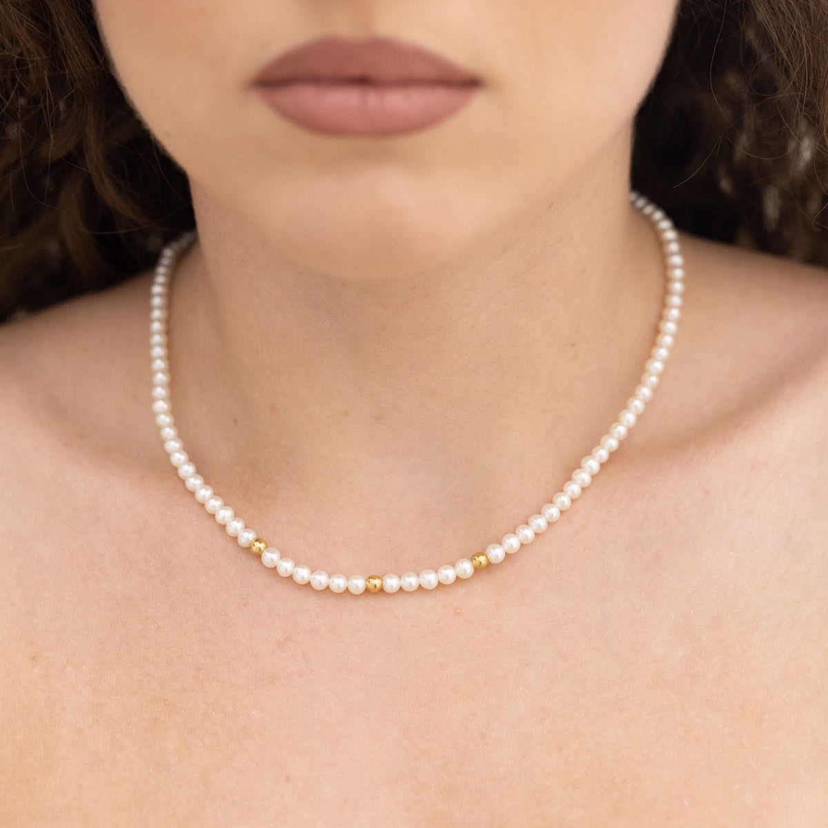 Collana Di Perle Fresh Water E Oro Giallo 18 Kt