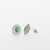 18K White Gold Earrings With Emerald And Double Row Of Diamonds