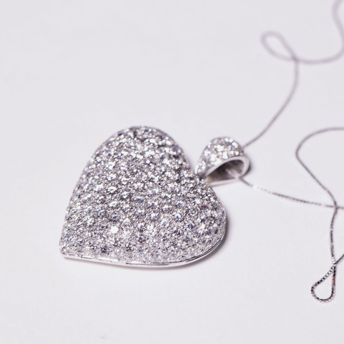 18KT White Gold and 4.24KT Diamonds Fantasy Heart Pendant