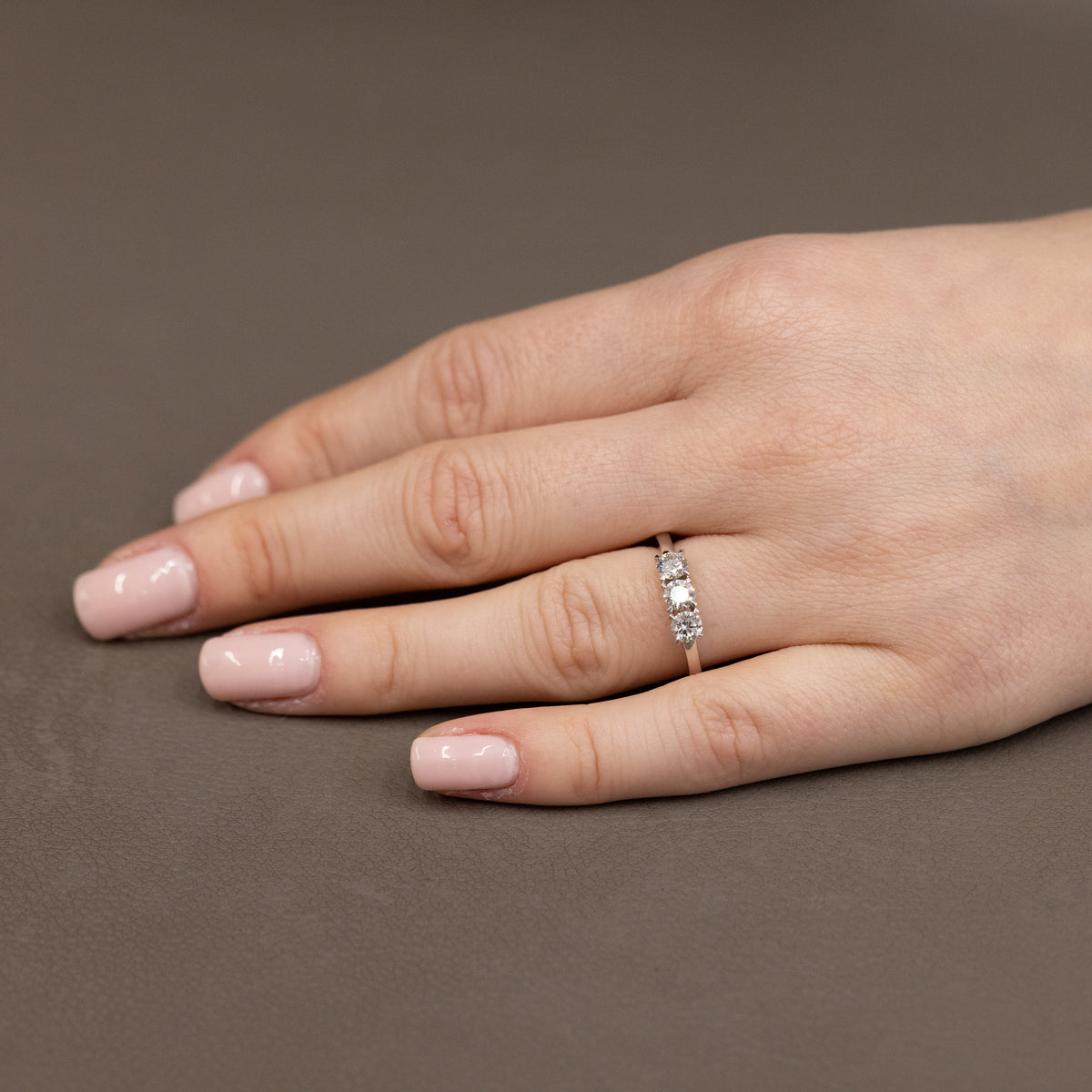 18K White Gold Trilogy Ring With Diamonds