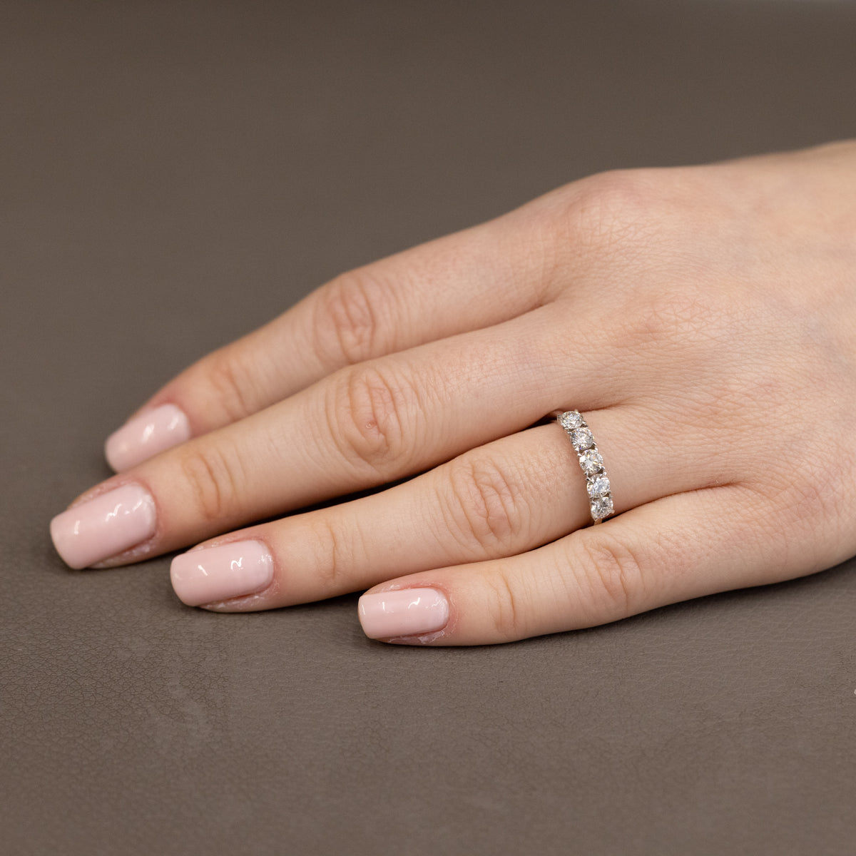 18K White Gold 5 Stone Eternity Ring with Diamonds