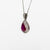 Collana In Oro Bianco 18 kt Con Rubino A Forma Di Goccia Con Doppio Contorno Di Diamanti