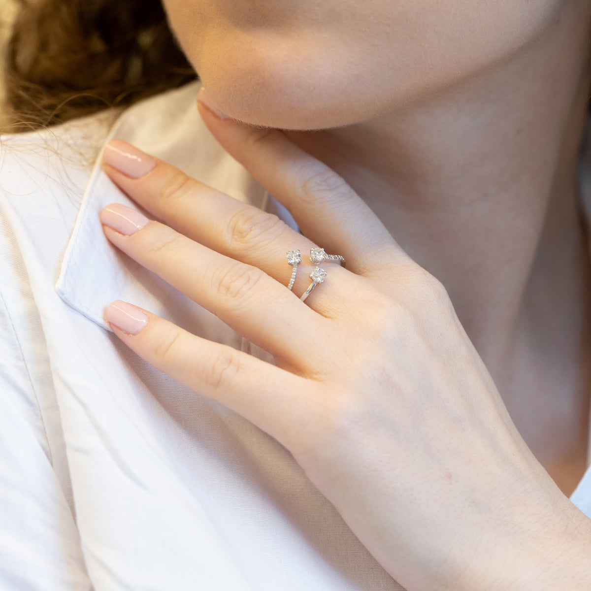 18K White Gold and Diamonds Fantasy Trilogy Ring