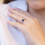 Anello Solitario in Oro Bianco 18 KT con Zaffiro Forma Ovale e Diamanti