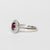 Anello in Oro Bianco 18KT con Rubino forma Ovale e doppio contorno in Diamanti