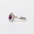 Anello In Oro Bianco 18 Kt Con Rubino Ovale E Giro Di Diamanti