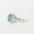 Anello in Oro Bianco 18 KT con Smeraldo Forma ovale e doppio giro di Diamanti