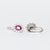 Orecchini in oro bianco 18kt ,monachella con rubino centrale e contorno di diamanti