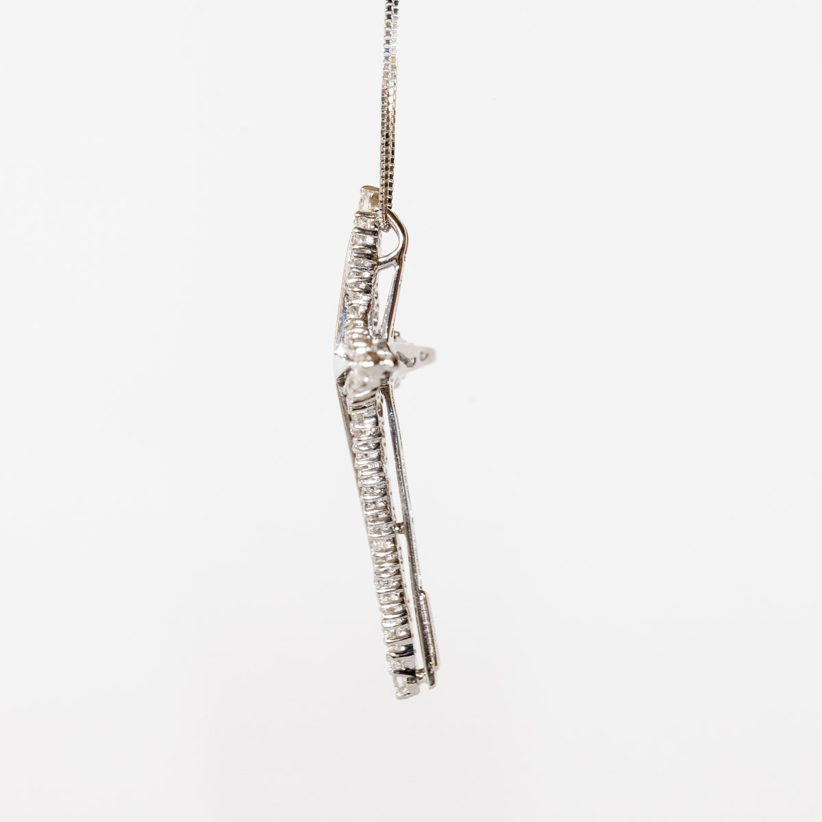 18KT White Gold Necklace with Diamond Cross