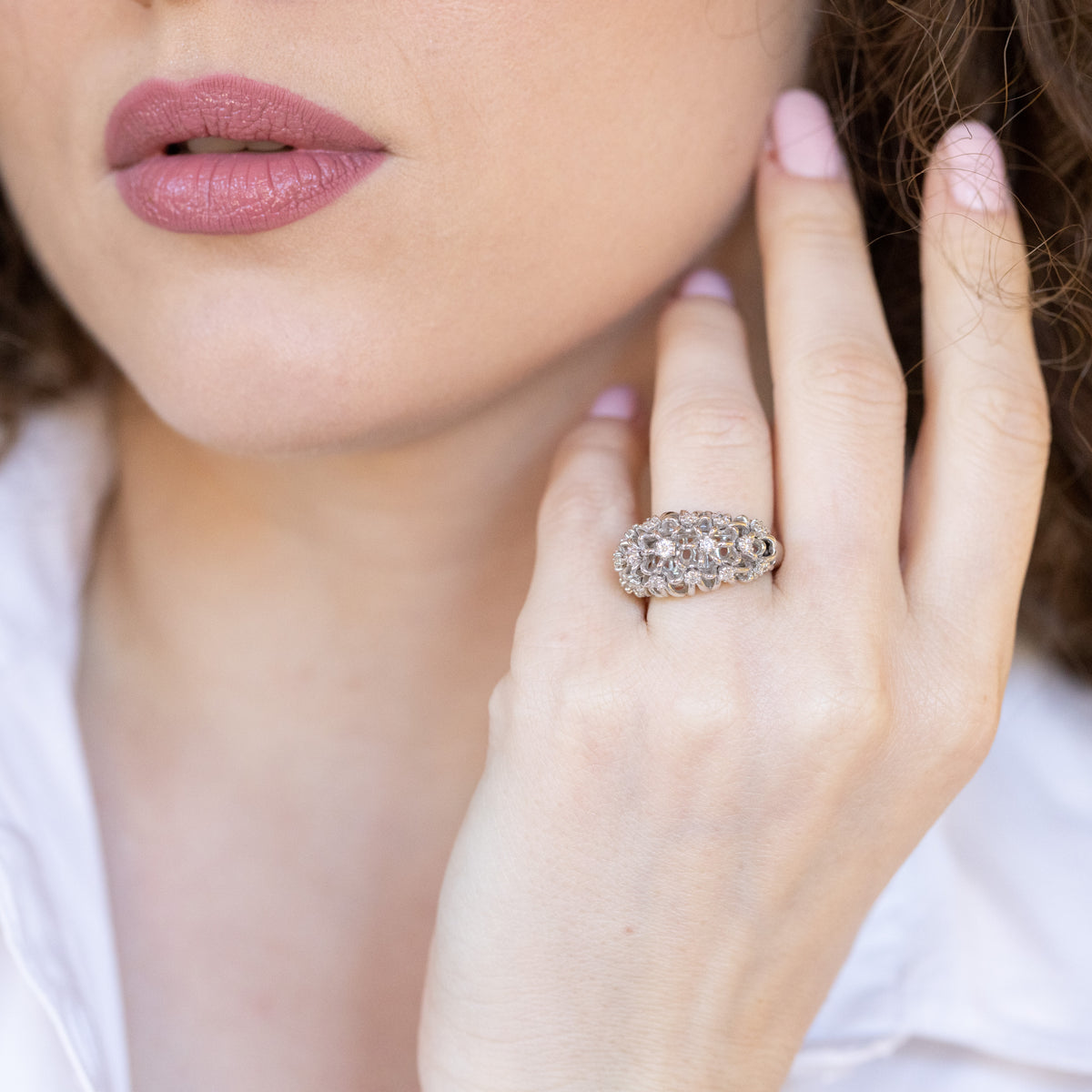18kt White Gold Starry Cloud Ring with Diamonds