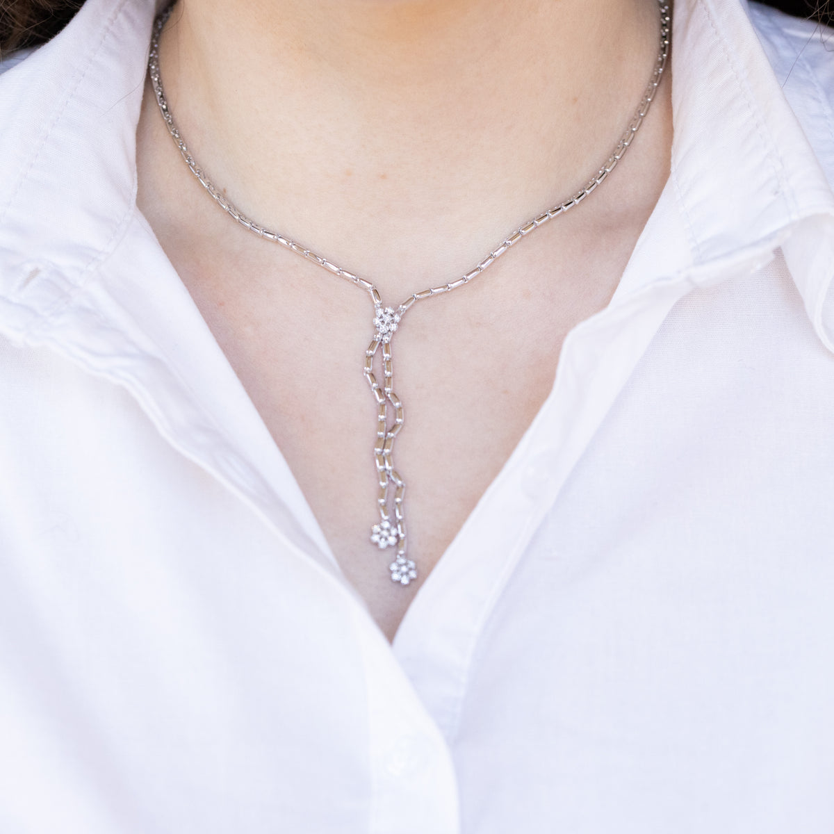 Spring Necklace in 18kt White Gold and Diamonds