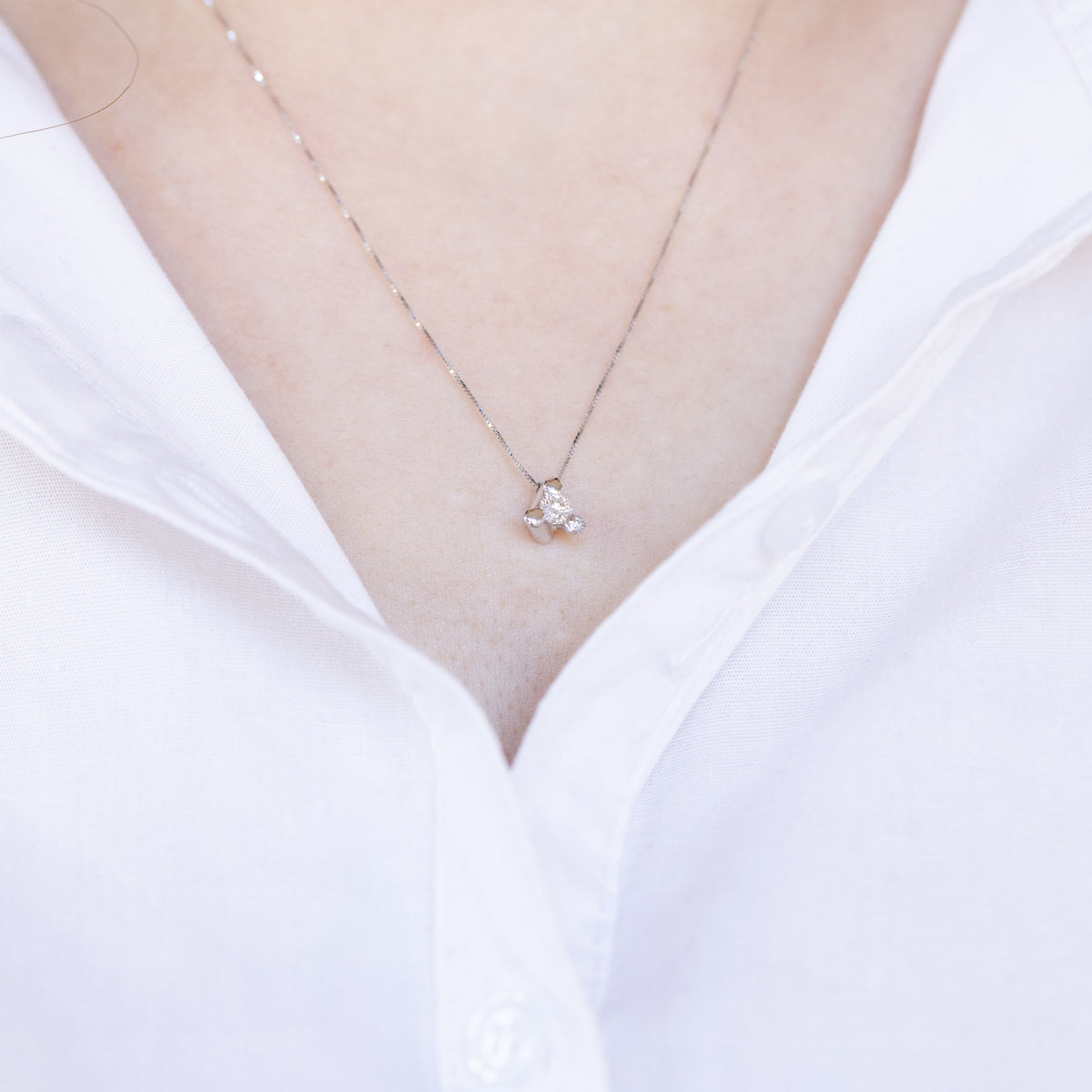 Collana Doppio Punto Luce in Oro Bianco 18 kt