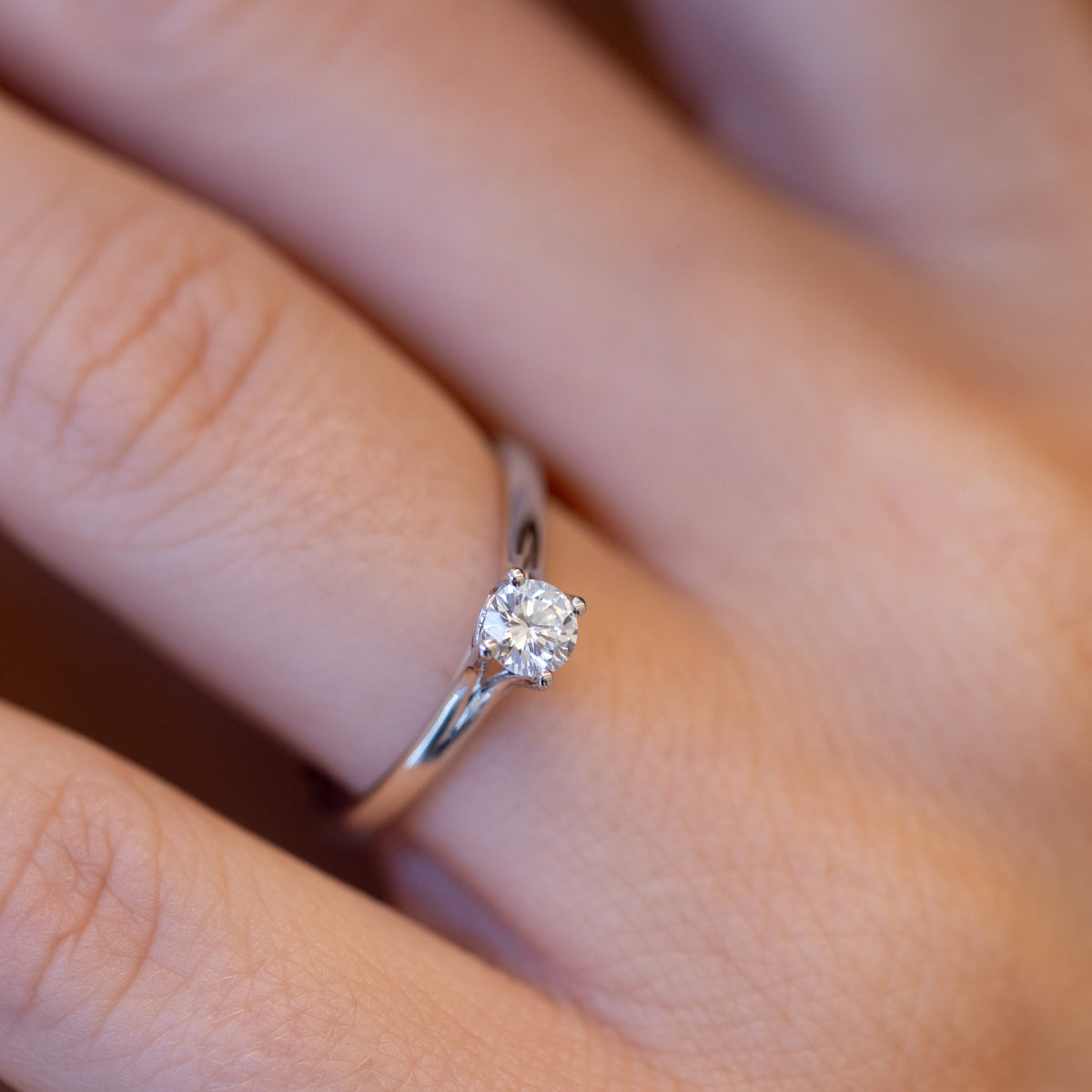 "Grace" Solitaire Ring In 18 Kt White Gold With Diamond