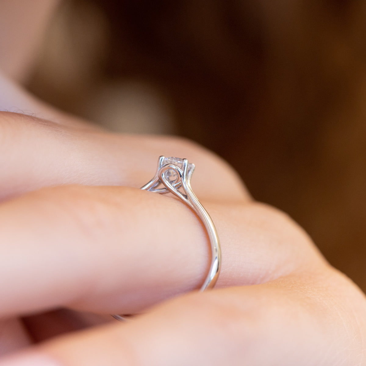 "Grace" Solitaire Ring In 18 Kt White Gold With Diamond