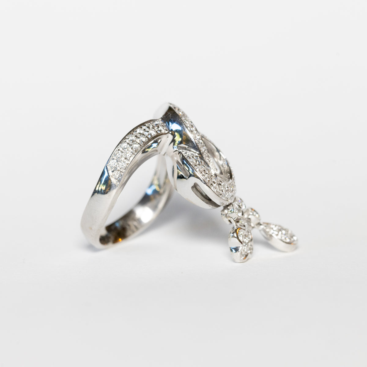 18kt White Gold Infinity Weave Ring with Diamonds