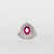 Anello in Oro Bianco 18 kt con Rubino centrale e doppio giro di Diamanti