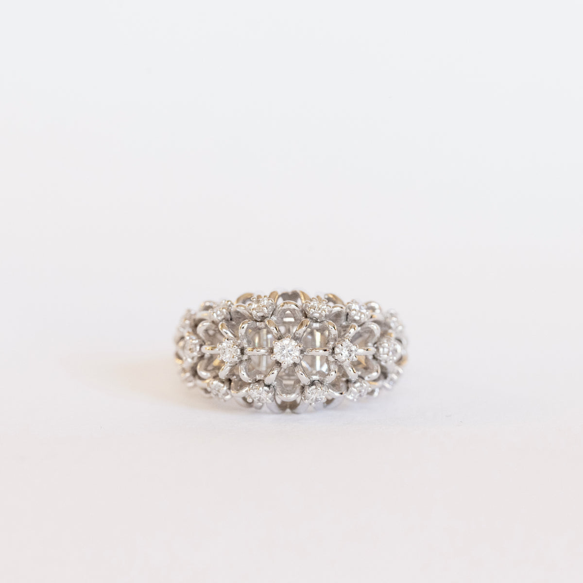 Anello Nuvola Stellata in Oro Bianco 18kt con Diamanti
