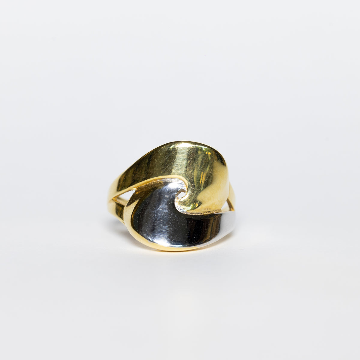 &quot;Wave&quot; Ring In 18kt White And Yellow Gold