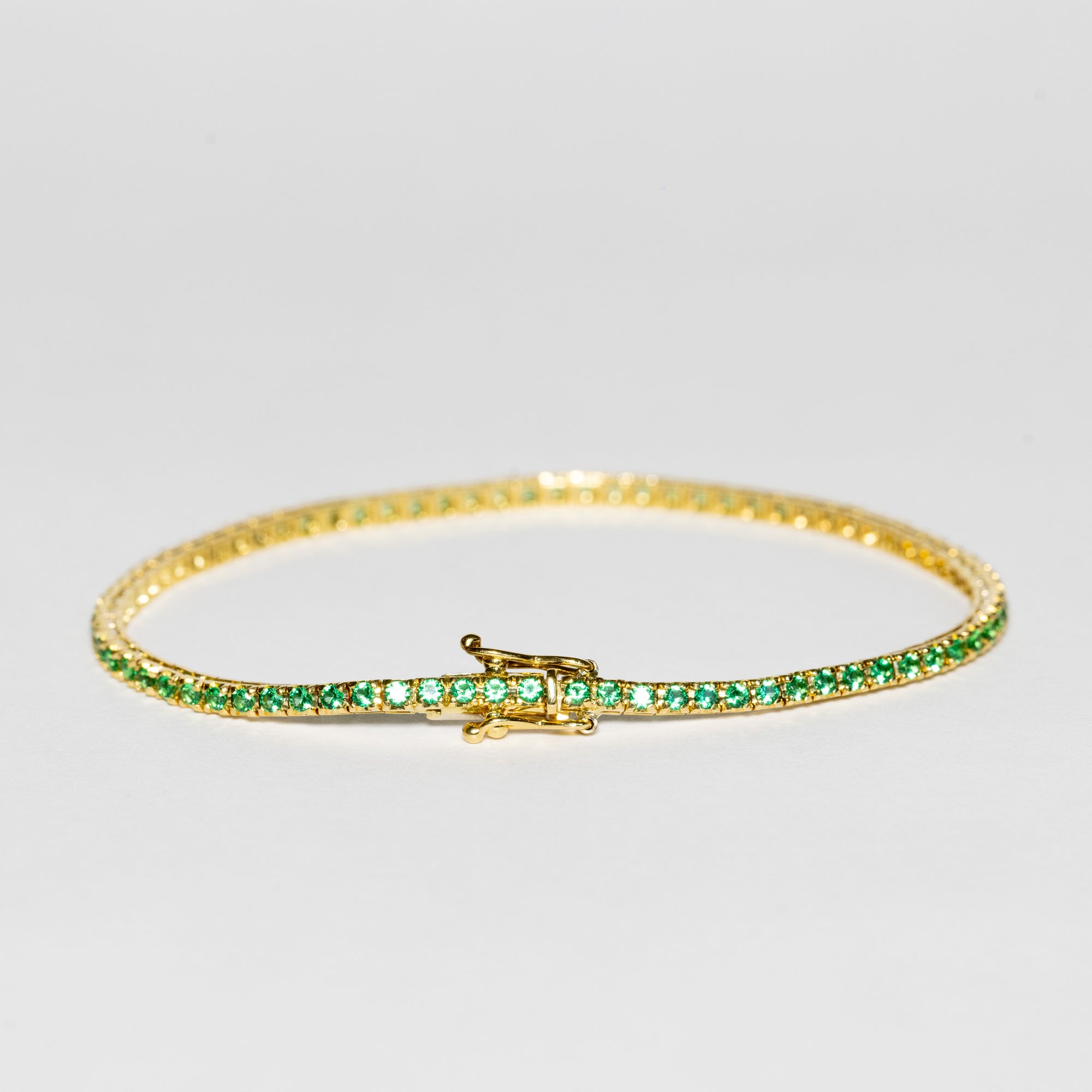 Bracciale Tennis in Oro Giallo 18 kt con Smeraldi