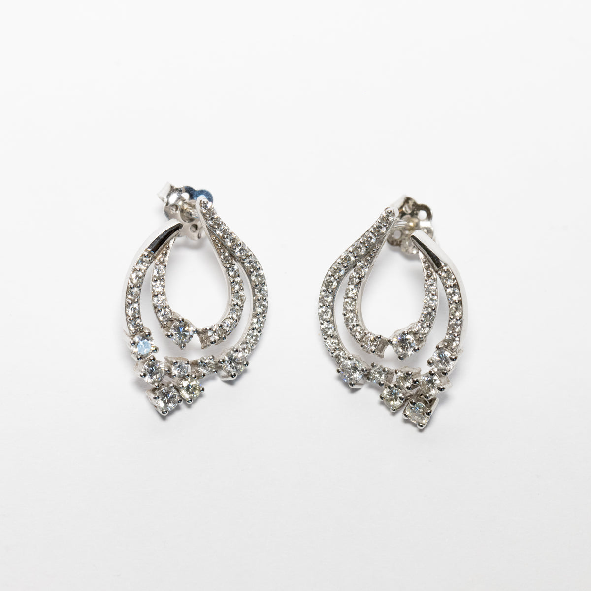Luxury Fantasy Shape Earrings in 18kt White Gold and Surround in Rotating Diamonds