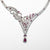 Collana Collier Luminarie in Oro Bianco 18KT con pendente in Rubino Taglio Goccia, Rubini rotondo brillanti sparsi e Diamanti