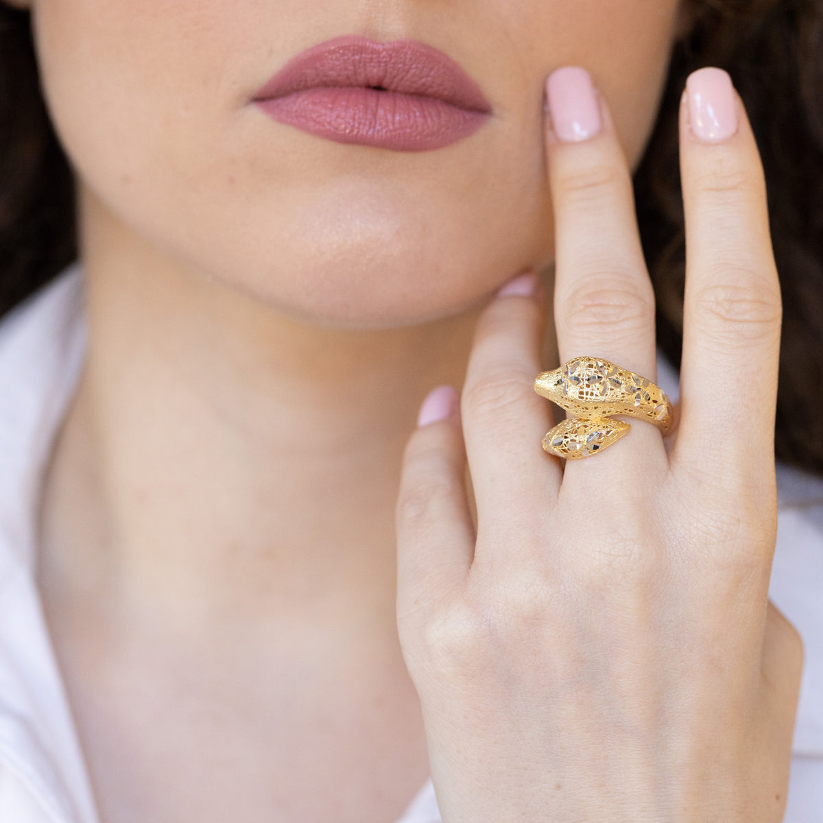 Anello Snake in oro giallo e bianco 18 kt