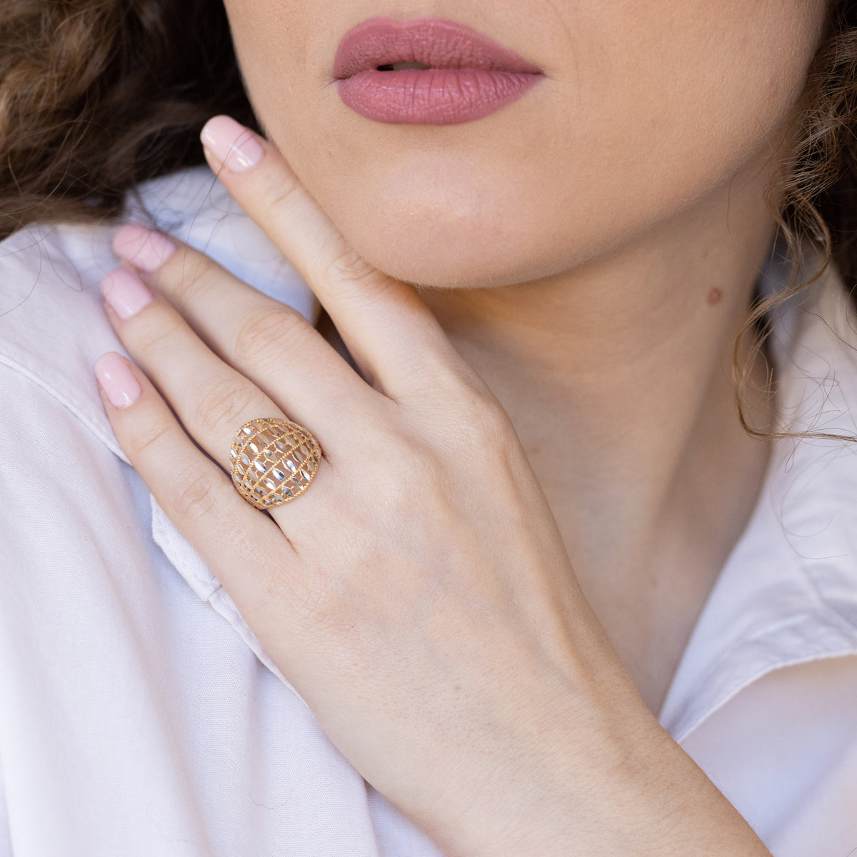 Anello Fascia in oro giallo e bianco 18 kt