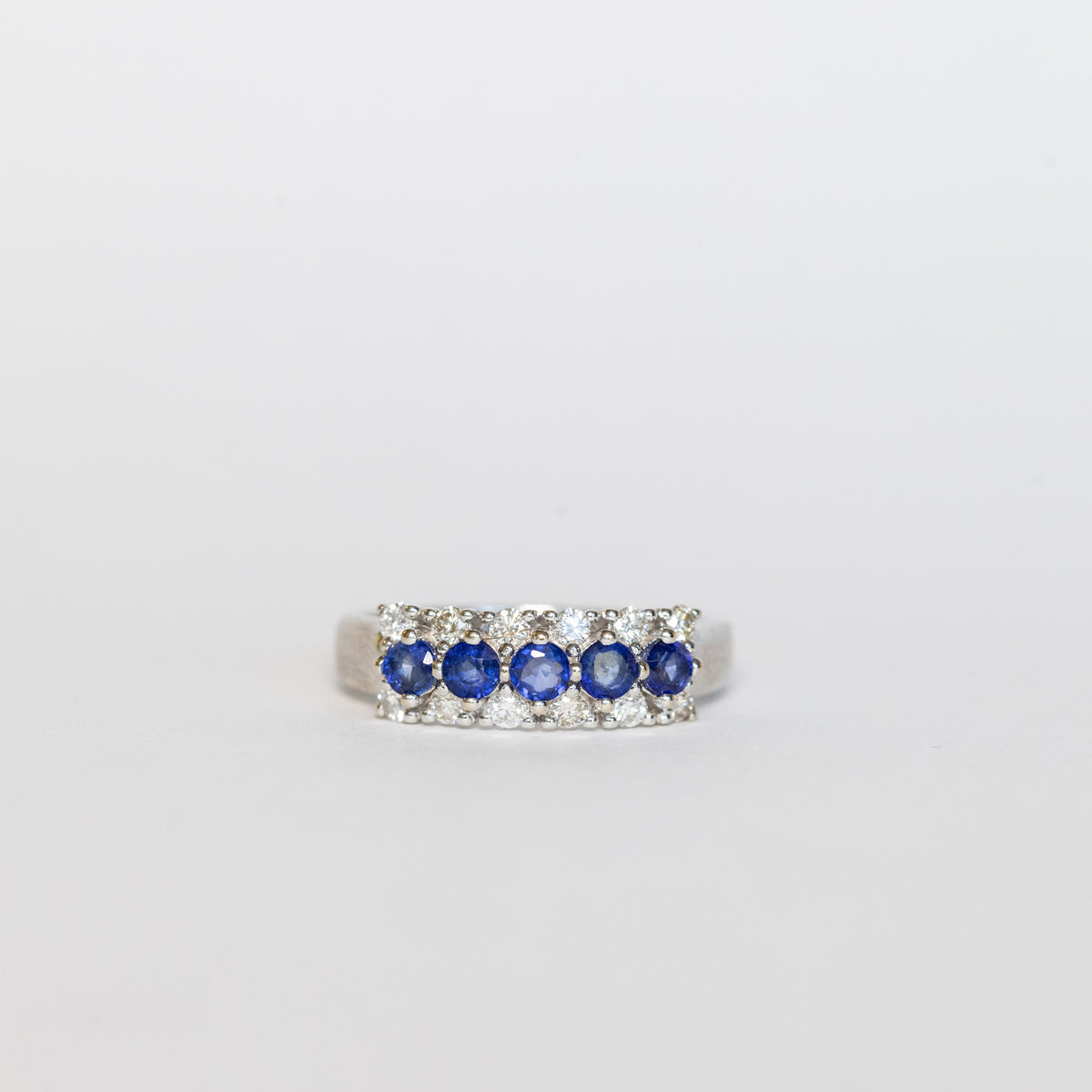 18kt white gold eternity ring with sapphires and diamonds