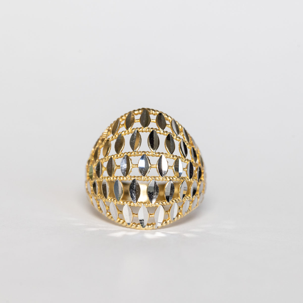 Anello Fascia in oro giallo e bianco 18 kt