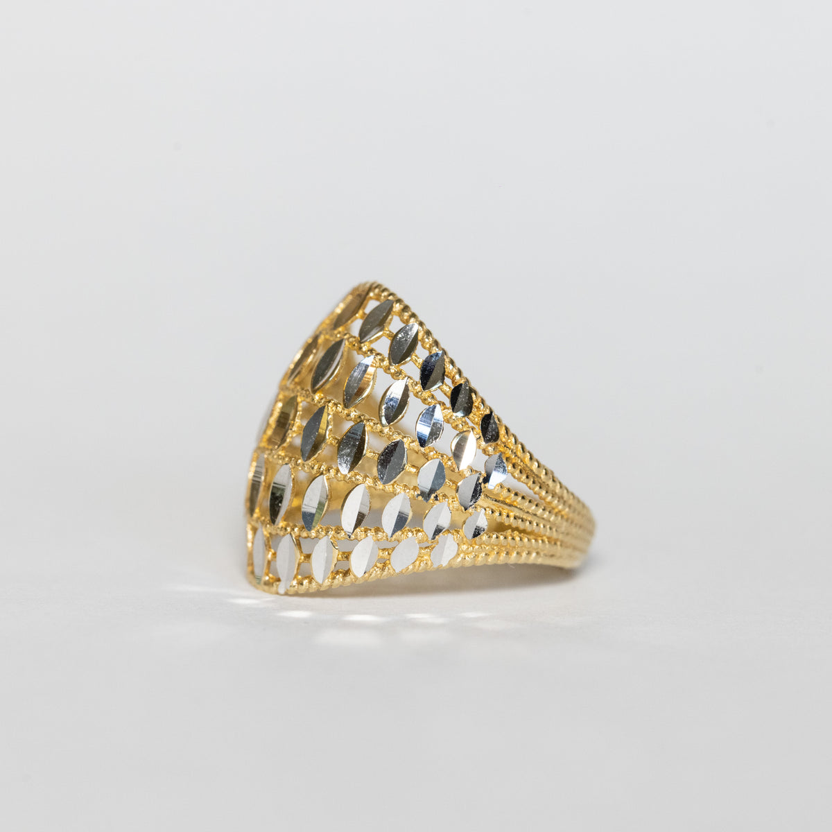 Anello Fascia in oro giallo e bianco 18 kt