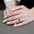 Anello Trilogy in Oro Bianco 18 KT con Zaffiri e Giro di Diamanti