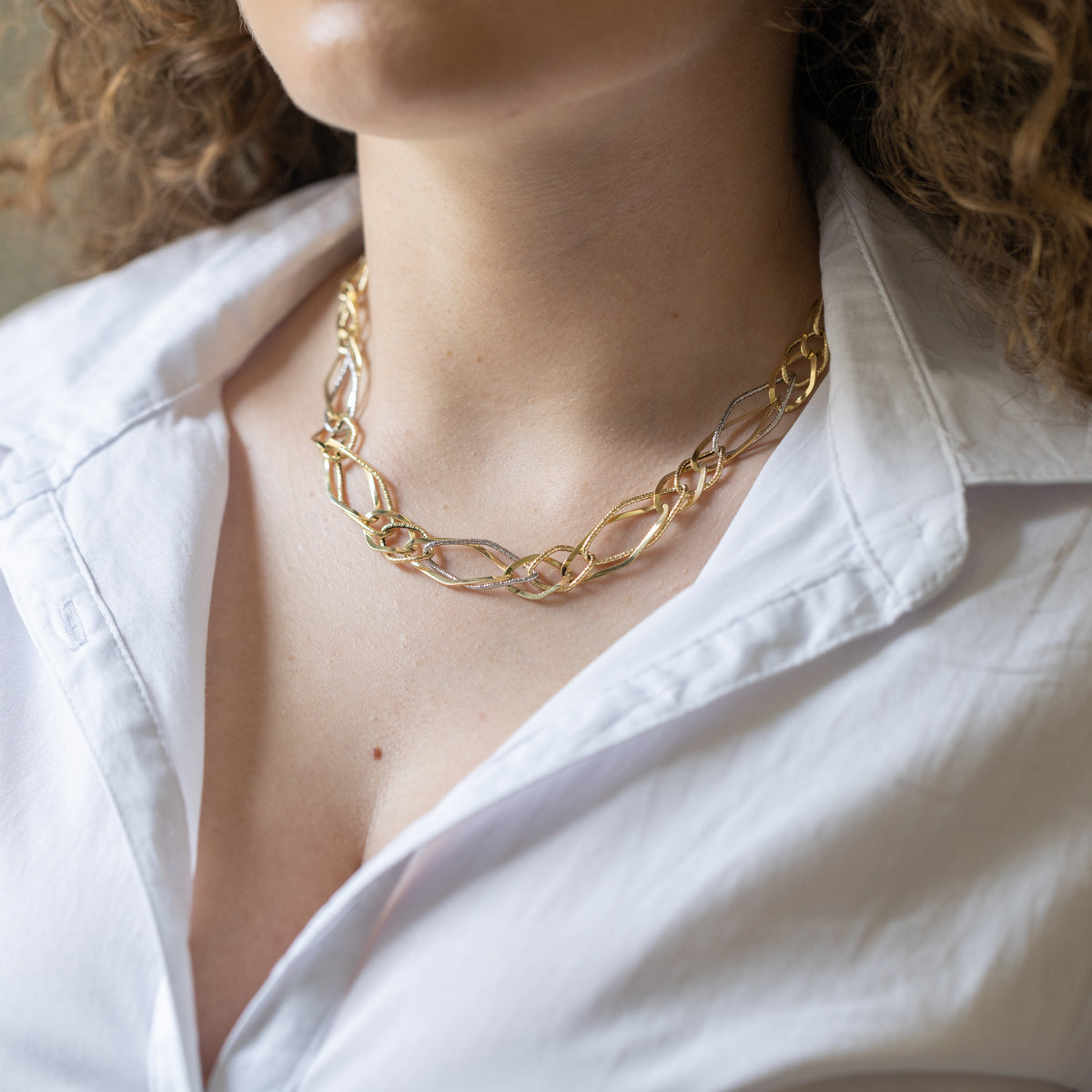 Collana in Oro Bianco e Giallo 18 KT